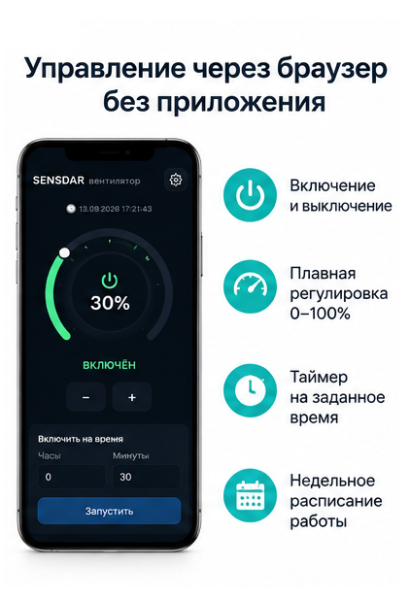 Вентилятор канальный SENSDAR SE-A100-H02 WIFI